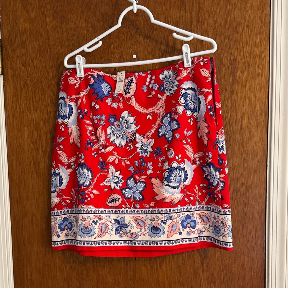 NWT Talbots Floral Red Skirt